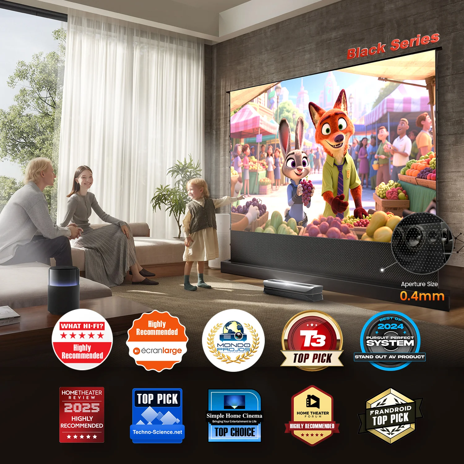 84''-130'' NothingProjector Black Series 95% ALR Motorized Floor Rising Screen For Ultra Short Throw Projector - Image 17