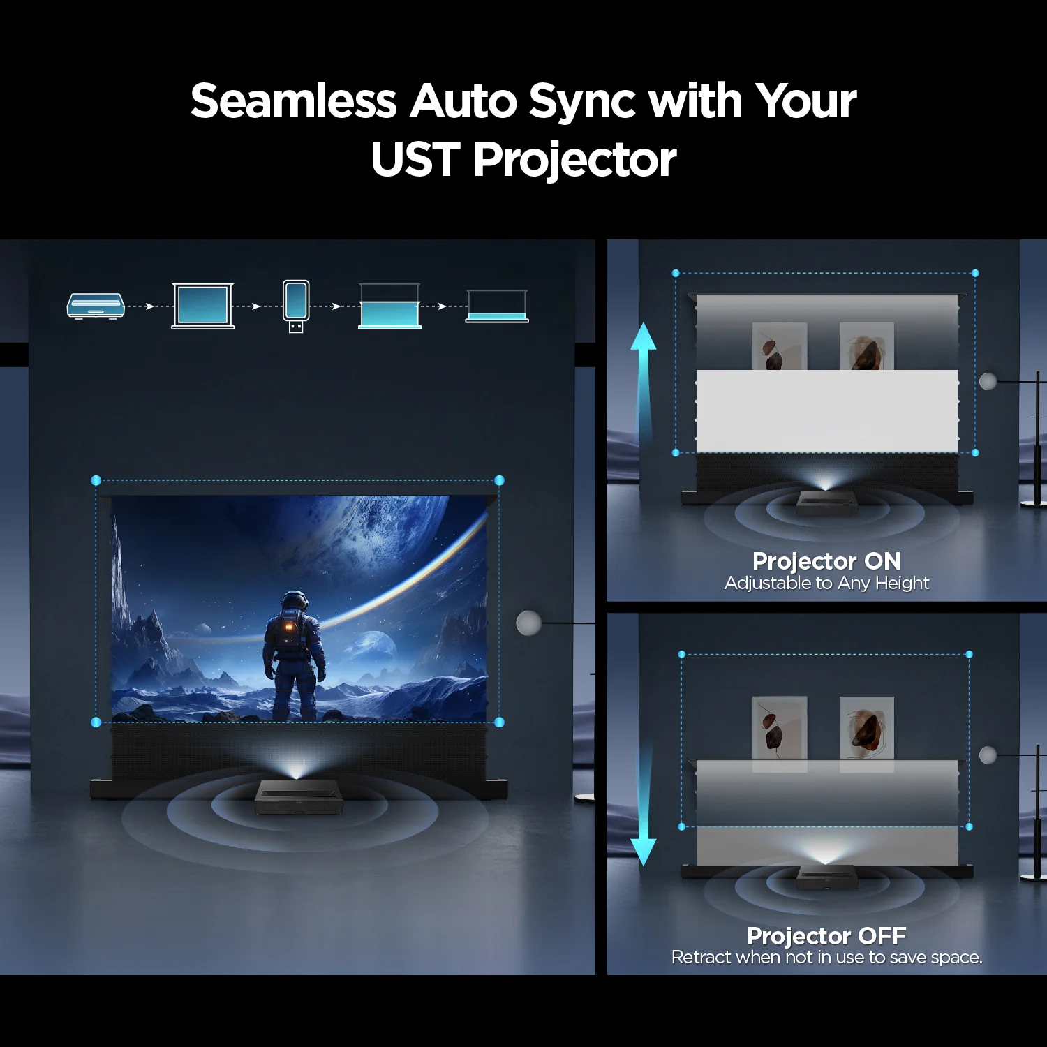 120 inch NothingProjector Motorized Floor Rising 95% ALR Projector Screen - Image 3