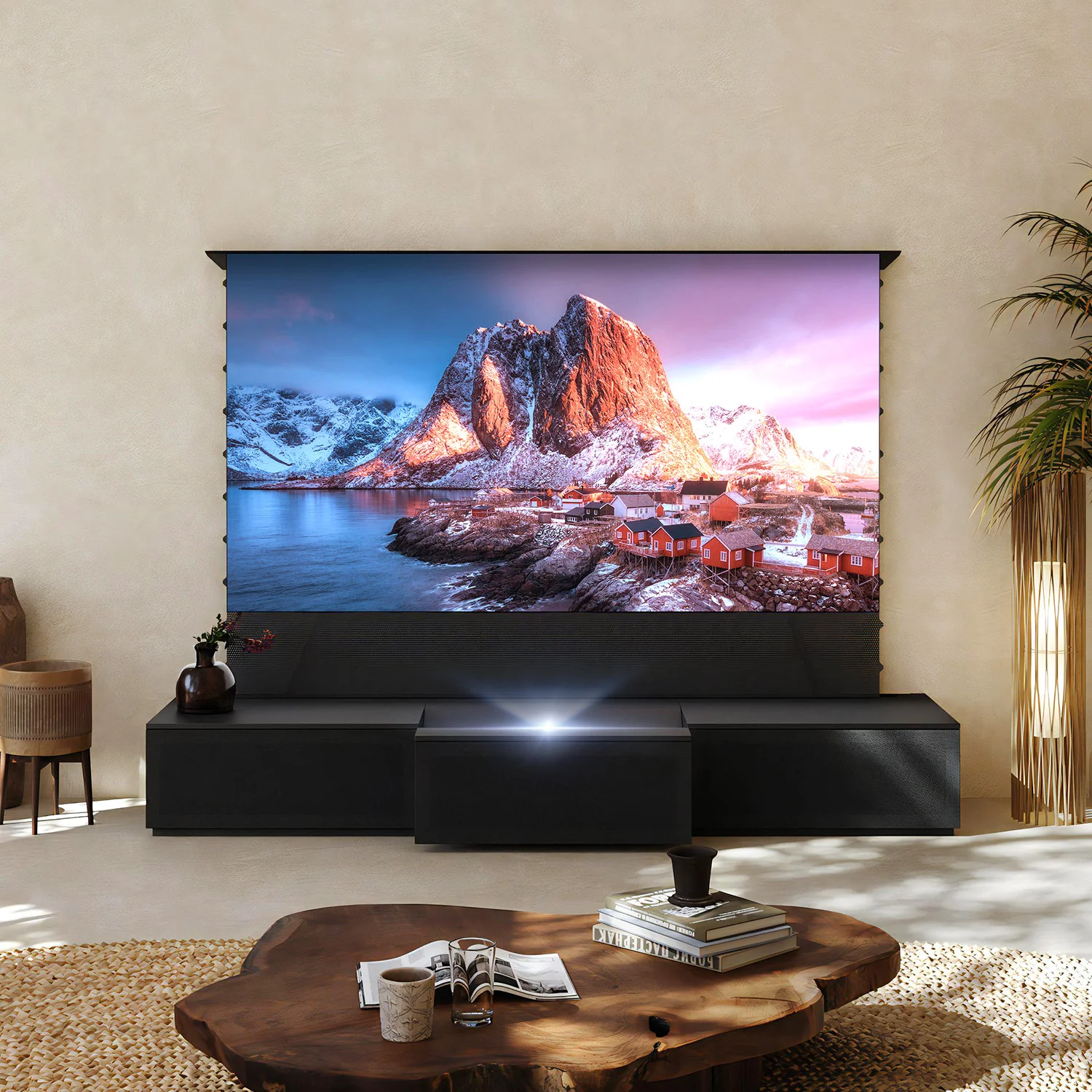 100"-120" Shore Black Motorized Laser TV Flat Pack Cabinet - Image 4
